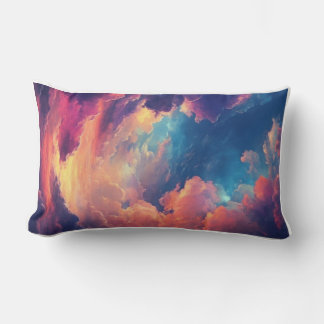 Fantasy Sky Vibe dreamy Multicolored Cloudscape Lumbar Cushion