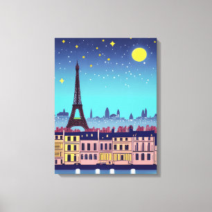 Fantasy Skyline of Paris Under the Stars Canvas Print