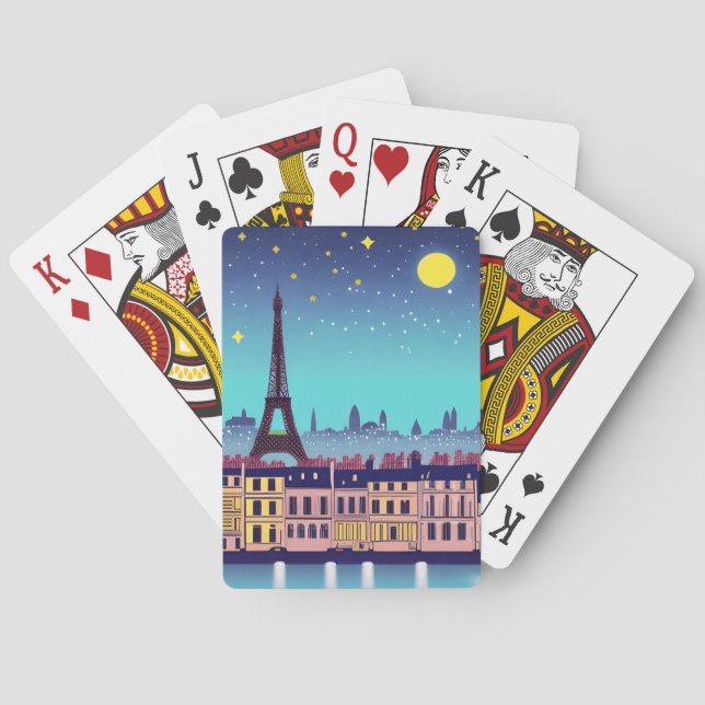 Fantasy Skyline of Paris Under the Stars Playing Cards (Back)