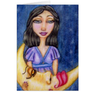 Fantasy Sleeping Crescent Moon Face Woman