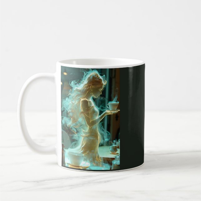 Fantasy Smoke Art Woman Glowing Coffee Mug (Left)