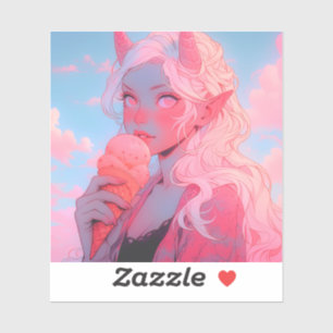 Fantasy Soft Pink Ice Cream Anime Girl