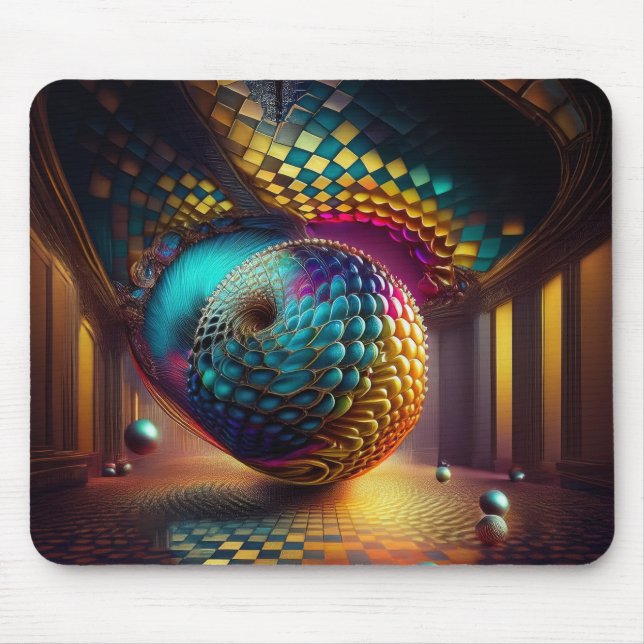 Fantasy Sphere in Chequerboard Hall Mouse Pad (Front)