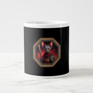 Fantasy Sphinx Cat Warrior In Frame Large Coffee Mug