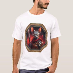 Fantasy Sphinx Cat Warrior In Frame T-Shirt