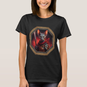 Fantasy Sphinx Cat Warrior In Frame T-Shirt