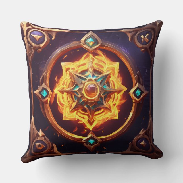 Fantasy Star Emblem Throw Pillow - Unique Home Dec (Back)