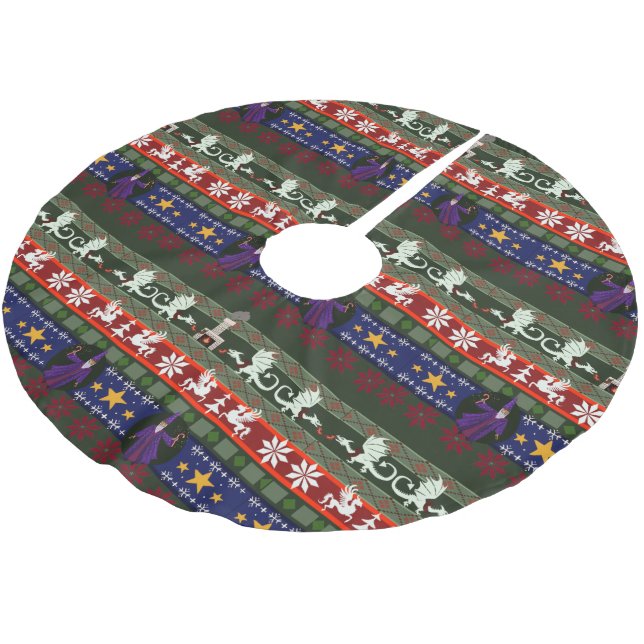 Fantasy Style Ugly Sweater Pattern  Brushed Polyes Polyester Tree Skirt (Angled)