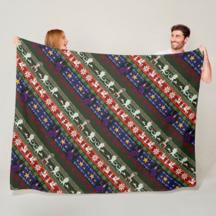 Fantasy Style Ugly Sweater Pattern Fleece Blanket