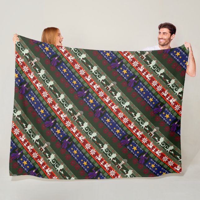Fantasy Style Ugly Sweater Pattern Fleece Blanket (In Situ)