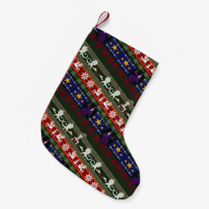 Fantasy Style Ugly Sweater Pattern Small Christmas Stocking