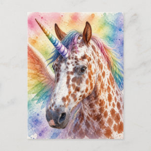 Fantasy Surreal Appaloosa Unicorn Pegasus Postcard