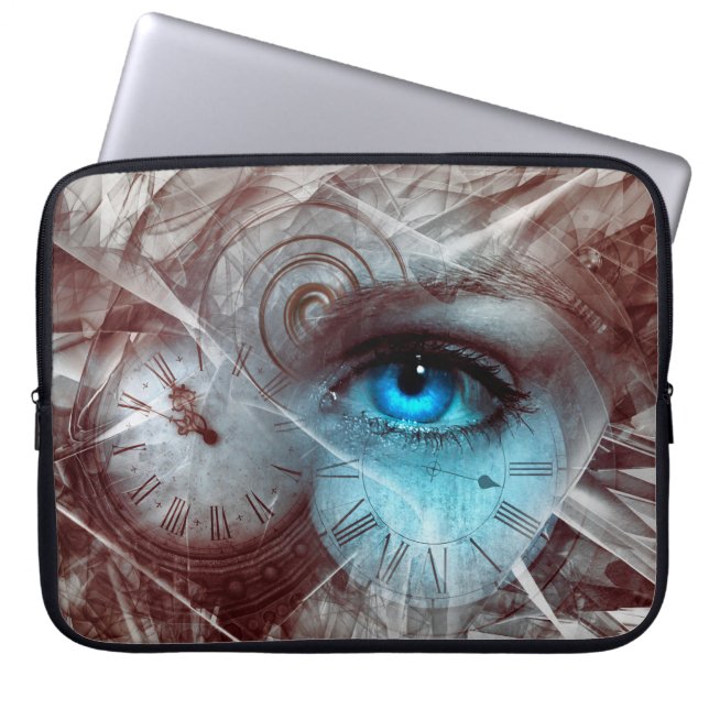 Fantasy surreal eye time clock laptop sleeve (Front)