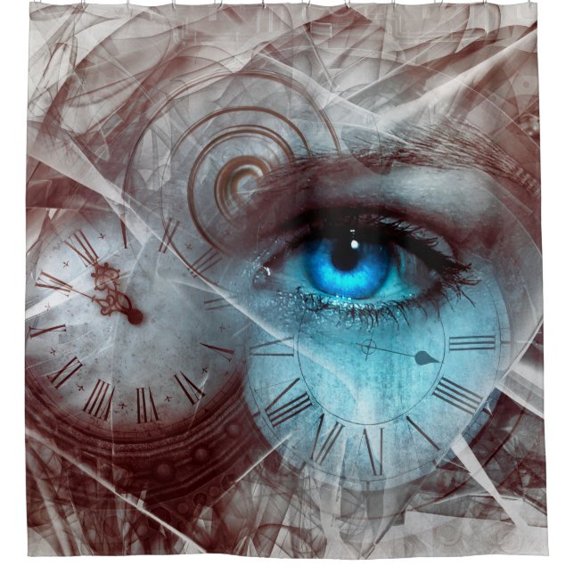 Fantasy surreal eye time clock shower curtain (Front)