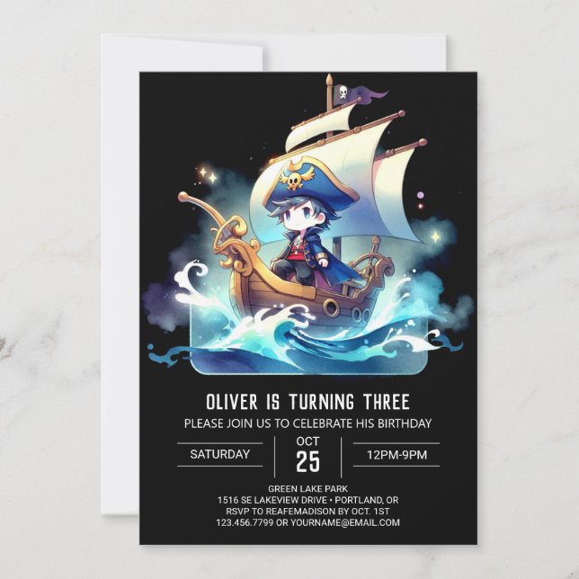 Fantasy Sweet Pirate Birthday Invitation (Front)