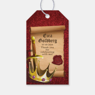Fantasy Sword Crown Mediaeval Knight Bar Mitzvah Gift Tags