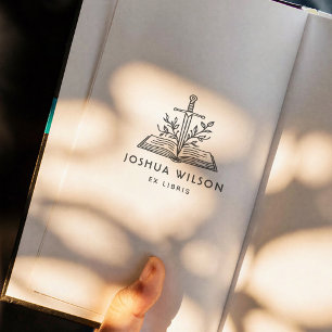 Fantasy Sword Personalised Classic Ex Libris Book Rubber Stamp