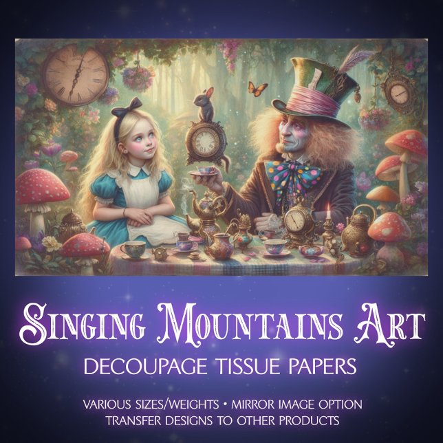 Fantasy Tea Party Alice and Hatter Decoupage Tissue Paper (Creator Uploaded)