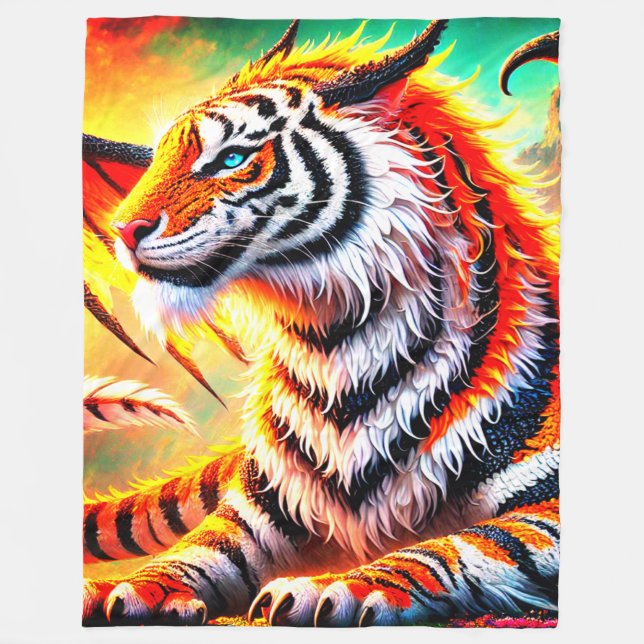 Fantasy Tiger Design Fleece Blanket (Front)