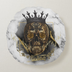Fantasy Trade Design Crypto Btc Affirmations Round Cushion