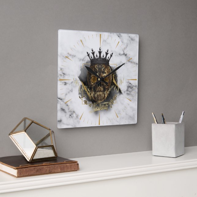 Fantasy Trade Design | Crypto Btc | Affirmations Square Wall Clock (Office)