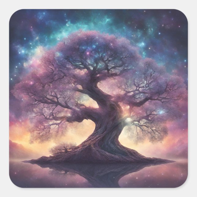 Fantasy Tree Art Square Sticker (Front)