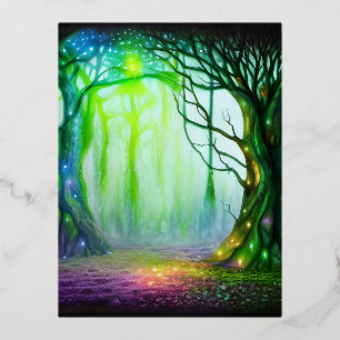 Fantasy Tree Foil Holiday Postcard