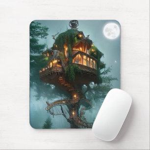 Fantasy Tree House Digital Artwork Mouse Pad