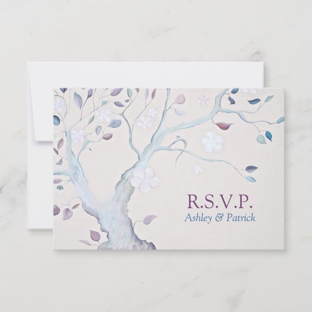 Fantasy Tree Wedding RSVP Card (Front)