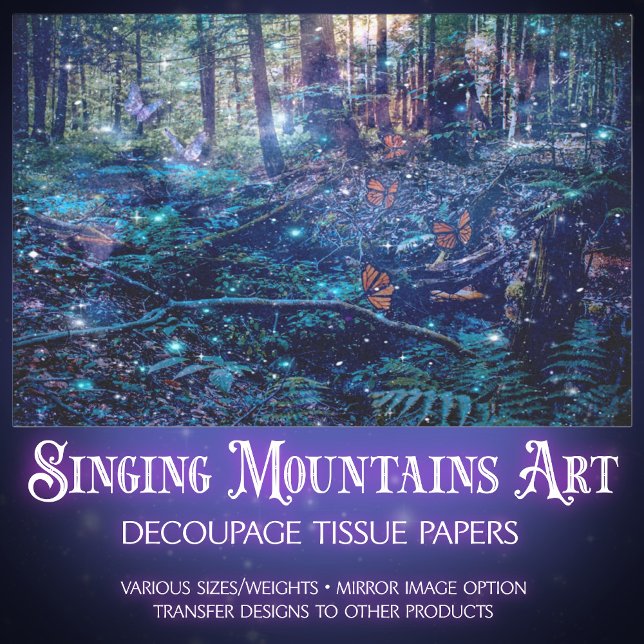 Fantasy Trees Butterfly Woodland Decoupage Tissue Paper (Creator Uploaded)