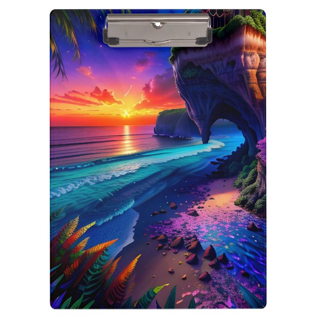 Fantasy Tropical Beach Four Clipboard (Front)