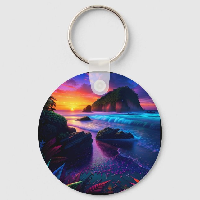 Fantasy Tropical Beach One Key Ring (Front)