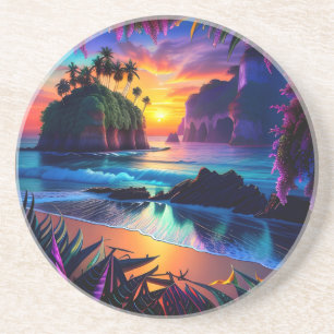 Fantasy Tropical Beach Three Coaster