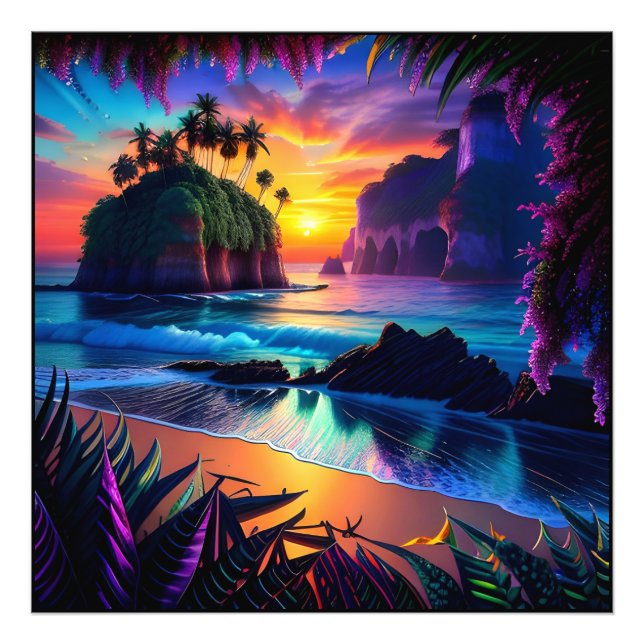 Fantasy Tropical Beach Three Photo Print (Front)