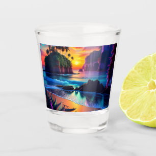 Fantasy Tropical Beach Three Shot Glass
