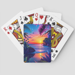 Fantasy Tropical Beach Two Playing Cards
