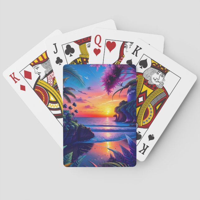Fantasy Tropical Beach Two Playing Cards (Back)