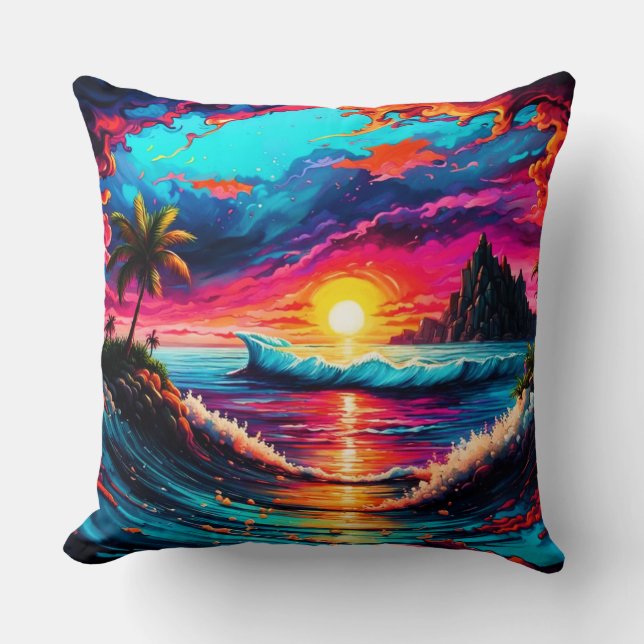 Fantasy Tropical Sunset Cushion (Front)