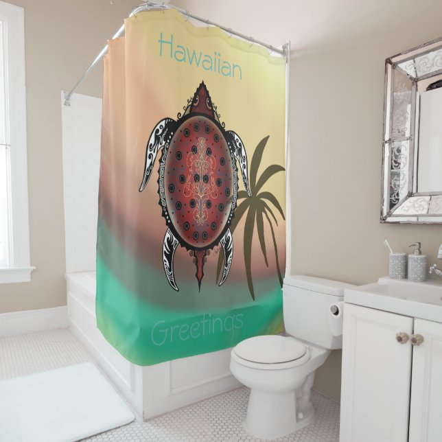 Fantasy Turtle Tattoo Shower Curtain (In Situ)