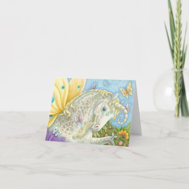 Fantasy UNICORN FAIRY NOTE CARD Blank (Front)