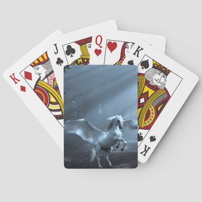 Fantasy Unicorn in Forest Playing Cards (Back)