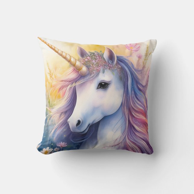 Fantasy Unicorn Throw Pillow (Front)