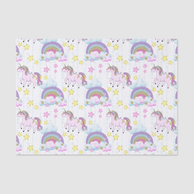 Fantasy unicorn tiled girls party tissue tissue paper (Front)