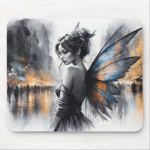 Fantasy urban fairy elegant beauty dreamy lights mouse pad