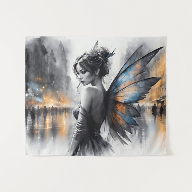 Fantasy urban fairy elegant beauty dreamy lights tapestry (Front (Horizontal))