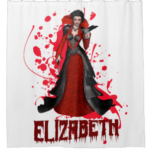 Fantasy Vampire Blood Countess In White Background Shower Curtain