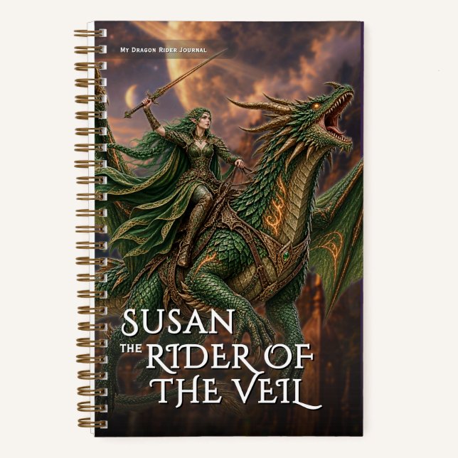 Fantasy Veil Dragon Mythical Adventure Notebook (Front)