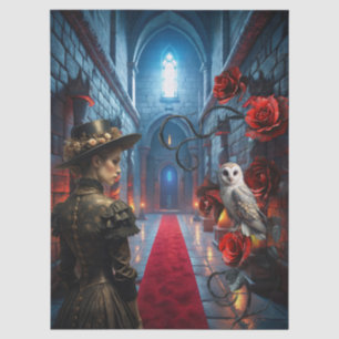 Fantasy Victorian Gothic Woman & White Owl  Tissue Paper