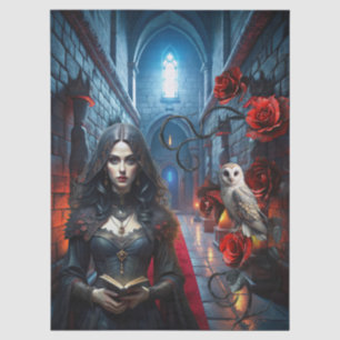 Fantasy Victorian Gothic Woman & White Owl  Tissue Paper