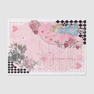 Fantasy Vintage Alice In Wonderland Chequerboard Tissue Paper